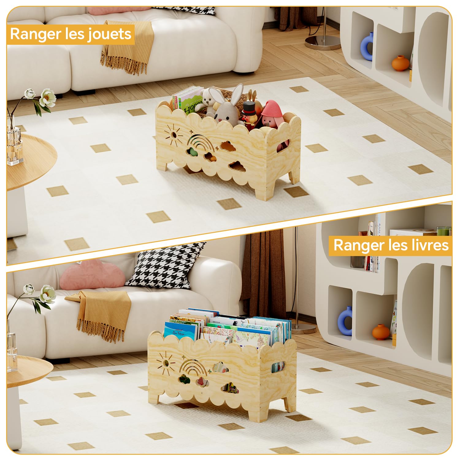 Montessori Bibliothèque en bois pour enfants - Pour coin lecture, chambre de bébé, bibliothèque pour chambre d'enfant, jardin d'enfants et salle de classe