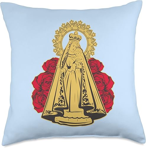 Virgin Mary of Charity. Catholic Cuban Art Virgen de Caridad Del Cobre, Almohada Cuba, 18 x 18 pulgadas, multicolor