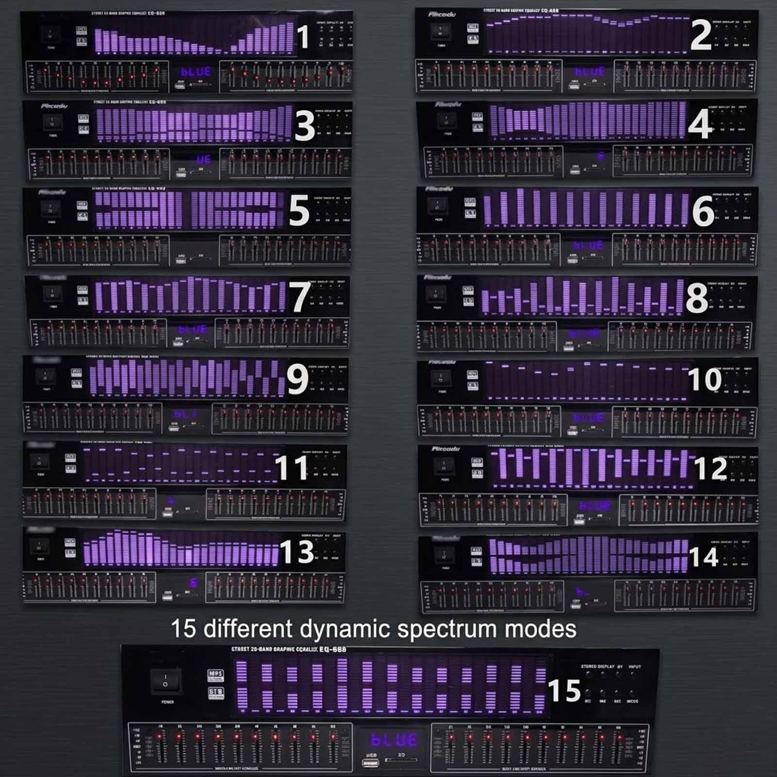 MObyat Ecualizador Digital De 20 Bandas, Ecualizador Gráfico Hi-fi con Control Remoto, Pantalla Led De Espectro, 15 Estilos Dinámicos, para Estudio, Audio Doméstico, Estudio De Grabación.
