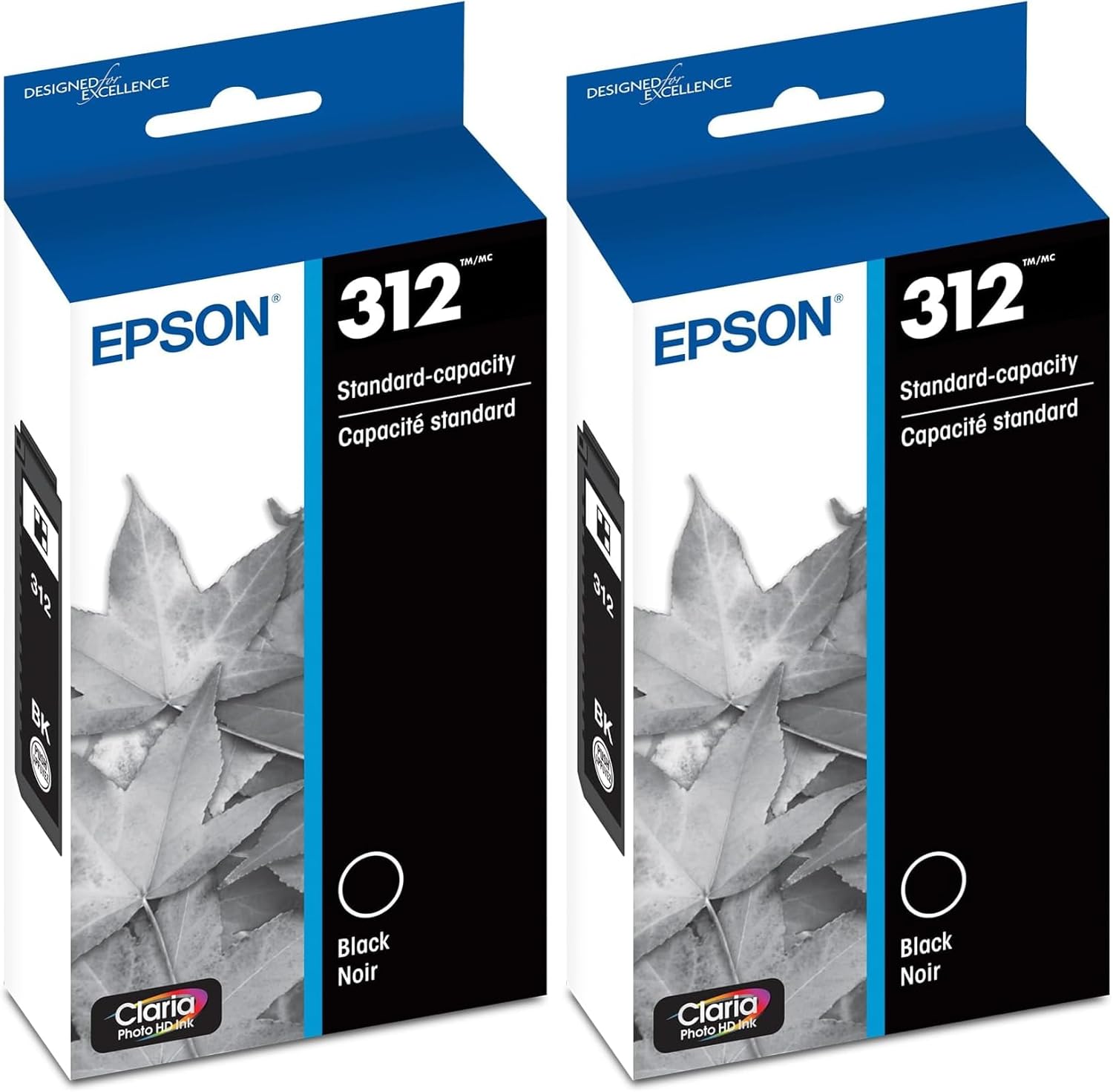 Epson T312 Claria Photo HD -Ink Standard Capacity Photo Black -Cartridge (T312120-S) for Select Expression Photo Printers (Pack of 2)