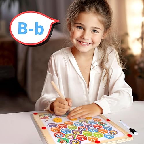 Miniatura 6 de Tablero magnético del laberinto del alfabeto, imanes del alfabeto ABC, juguete de habilidades motoras finas para niños de 3 a 5 años, juguetes de