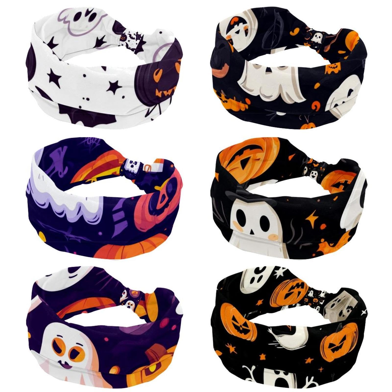Breite Stirnbänder für Damen, geknotet, rutschfest, weiches Turban-Stirnband, Haar-Accessoires, Halloween, Kopfwickel für Frauen, Yoga, Workout, 6 Stück