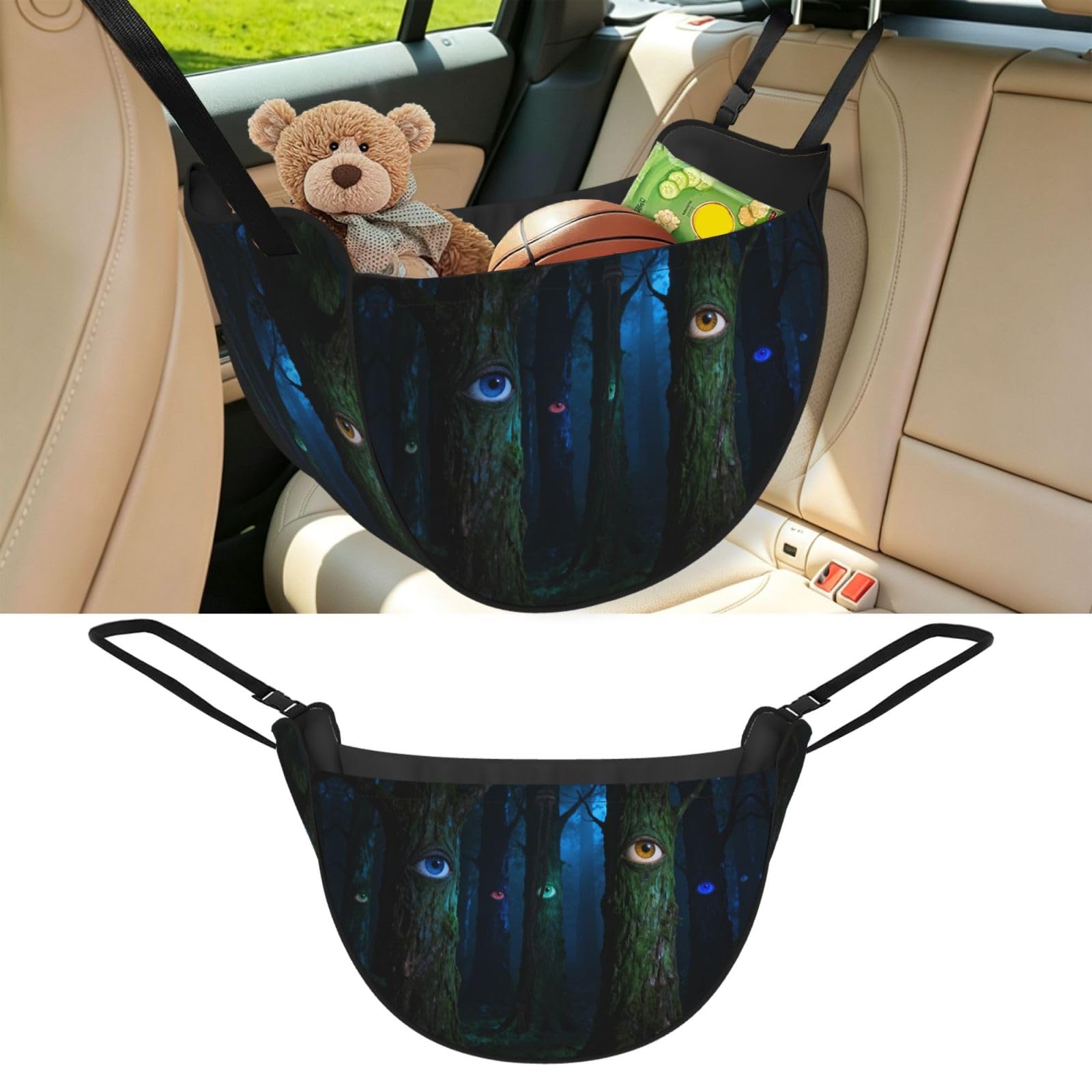 Cntdbu Black Eyes With Trees Car Seat Organizer-Backseat Storage Bag For Travel