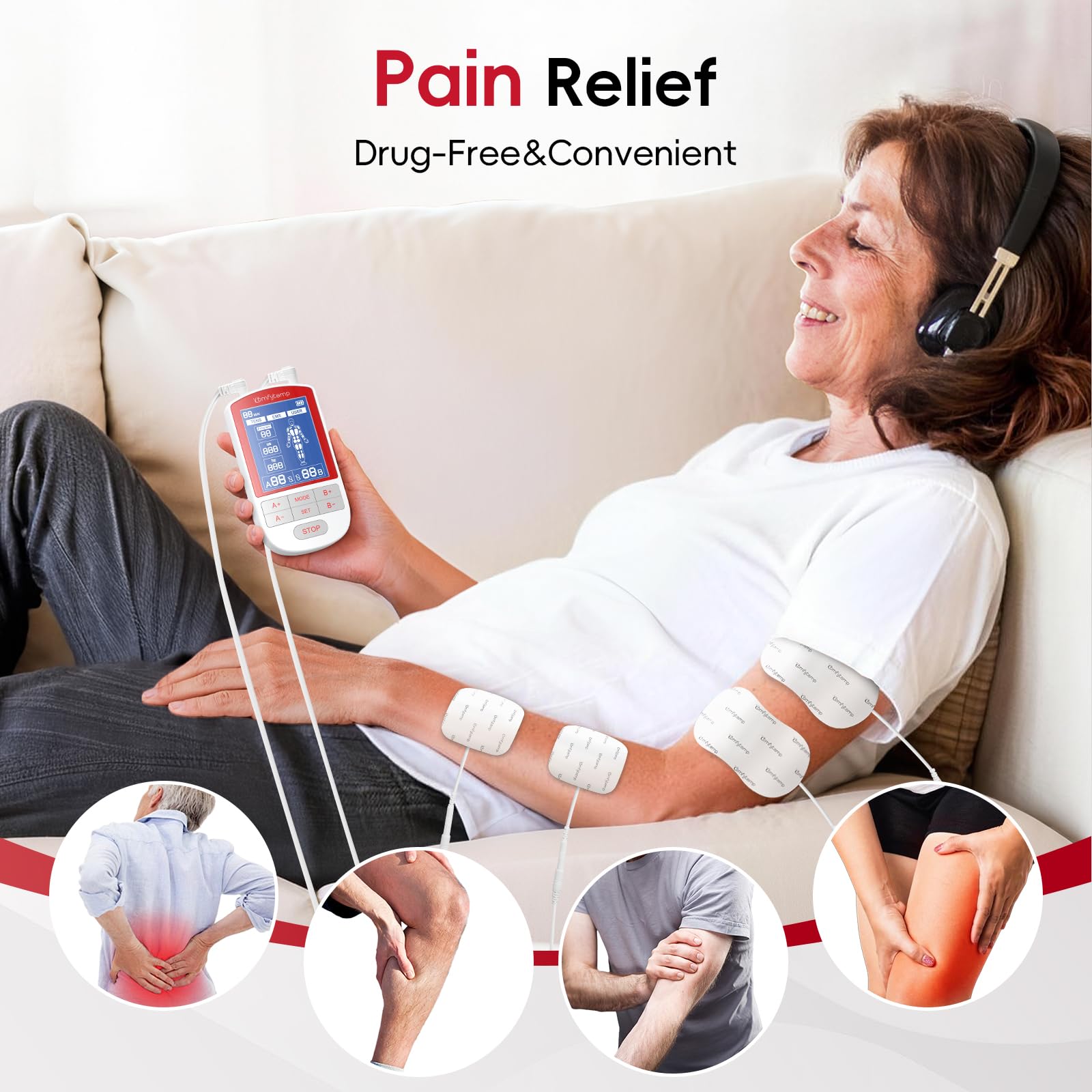 Comfytemp 3-in-1 TENS Unit with Large Back Pad, Pain Relief & EMS&User Mode — Amazon image 2