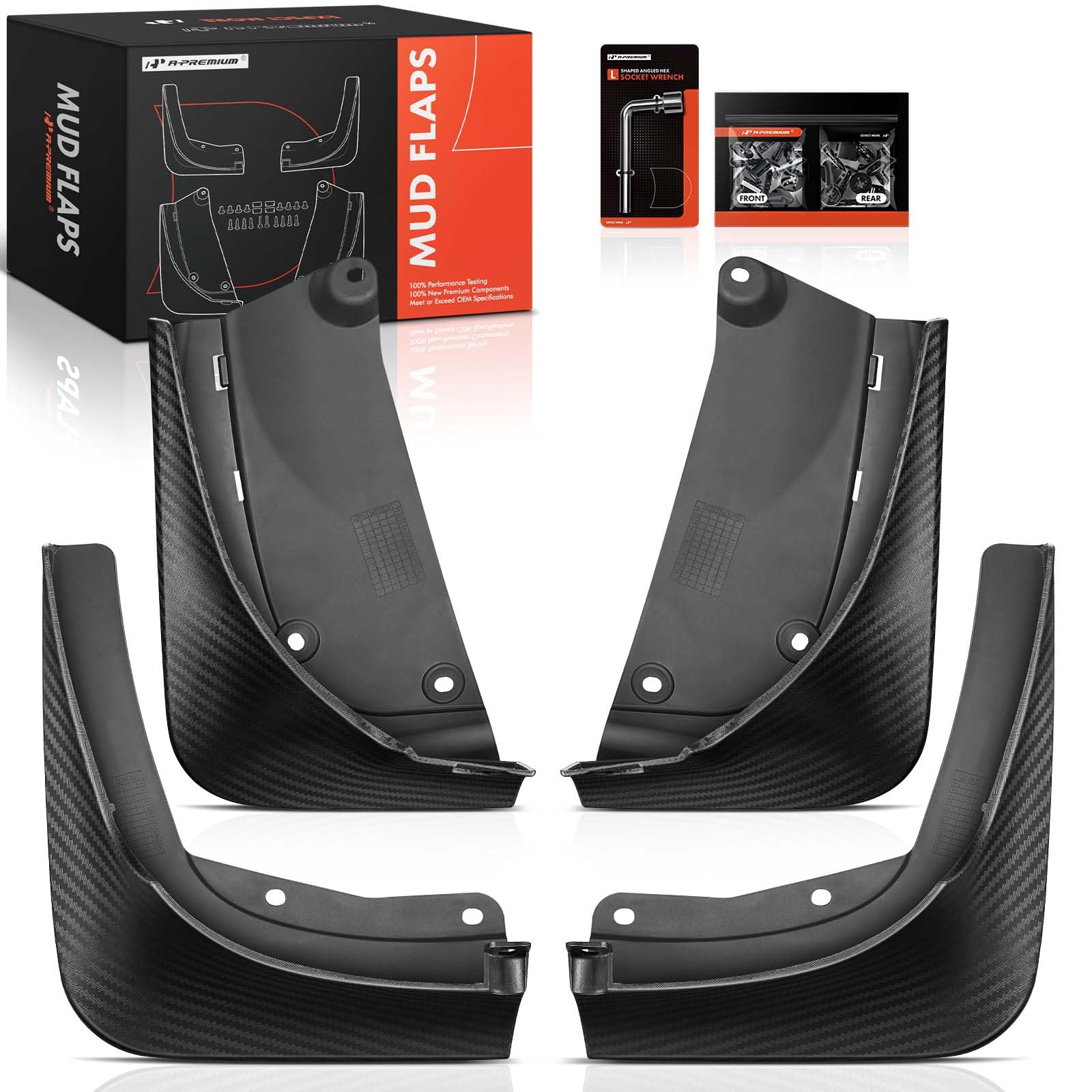A-Premium Upgraded Mud Flaps Splash Guards - Compatible with 2020-2024 Tesla Model Y Accessories -Front & Rear All Weather Mudguards Mudflaps - Set of 4 (with Installation Hardware Kit) - Black Color
