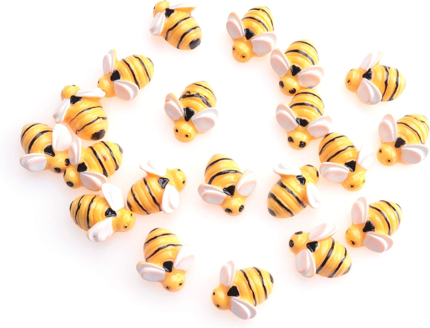Sowaka 20 Pcs Mini Bee Ornaments Tiny Resin Flatback Embellishment Bumble Bee for Hair Clip DIY Craft Art Project Home Garden Decoration Supplies Jewelry Making Scrapbooking (X-Large)