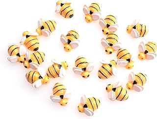 20 Pcs Mini Bee Ornaments Tiny Resin Flatback Embellishment Bumble Bee for Hair Clip DIY Craft Art Project Home Garden Decoration Supplies Jewelry Making Scrapbooking (Small)