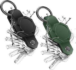 Waterproof Key Organizer for Airtag,Key Holder for Airtag,Compact Silicone Keychain for Apple AirTag - Includes Keyring to Attach Car Key Fob (Black,Green)