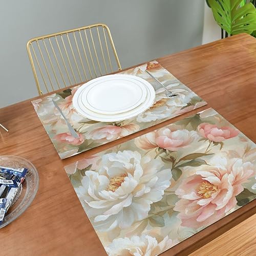 Miniatura 5 de Custom Beauty Spring Flowers Peony placemats for Dining Table wipeable Non Slip placemats for Kitchen Table Washable Sets of 6 12 x 18 manteles para