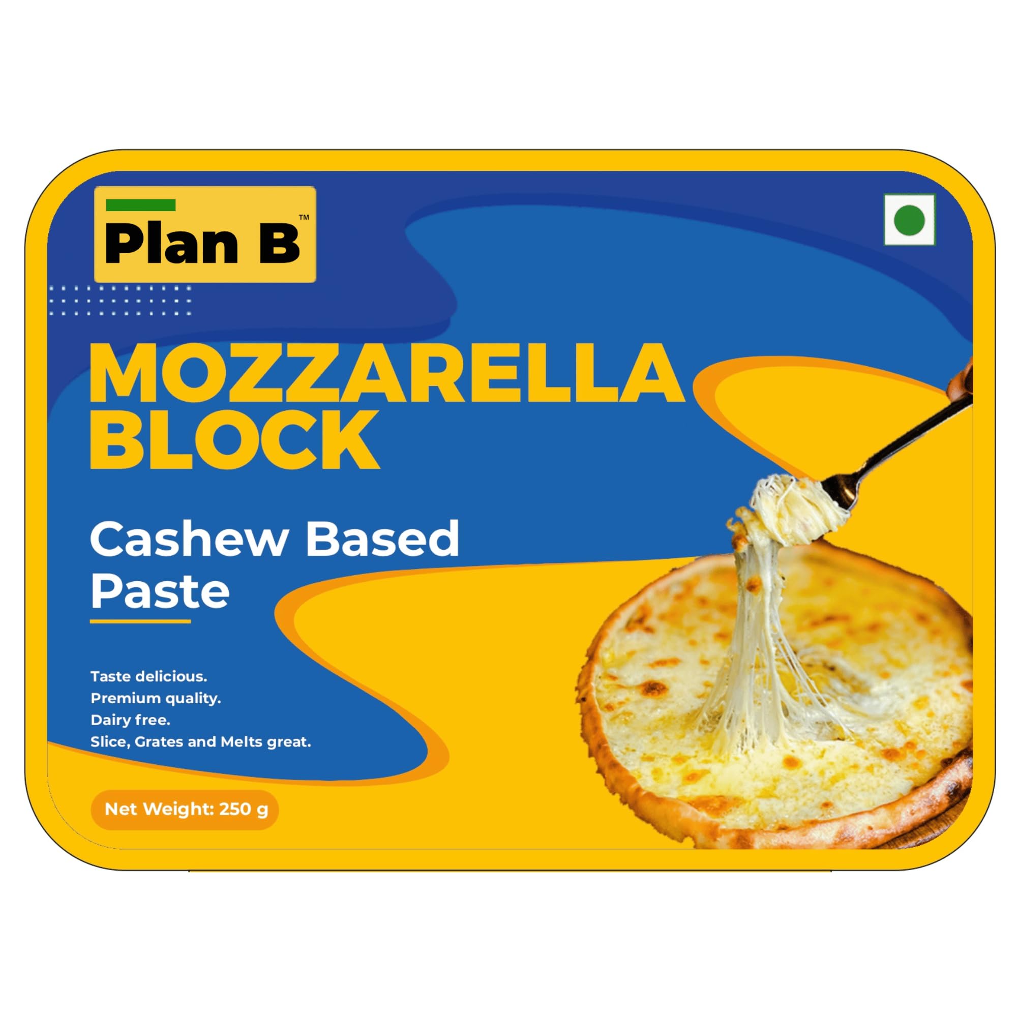 Plan B Plant-Based Mozzarella Cheese Block 250g – Vegan, Dairy-Free, Lactose-Free – Melts Perfectly – Ideal for Pizza, Pasta, and Baking – Made with Cashews-image-15