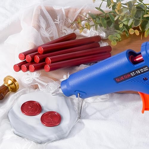 Miniatura 3 de Kit de sellado de cera con pistola de cera de sellado y 10 varillas de cera roja sangre, para invitaciones de boda, sobres, envoltura de regalos,