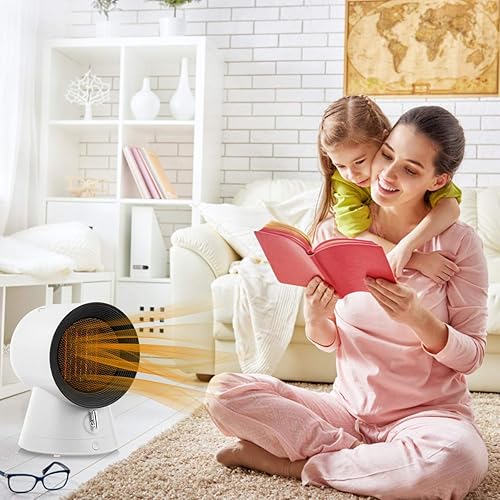 Miniatura 9 de GOFLAME Mini ventilador eléctrico de refrigeración con calentador de espacio, calentador de espacio 2 en 1 con termostato ajustable, calentador de