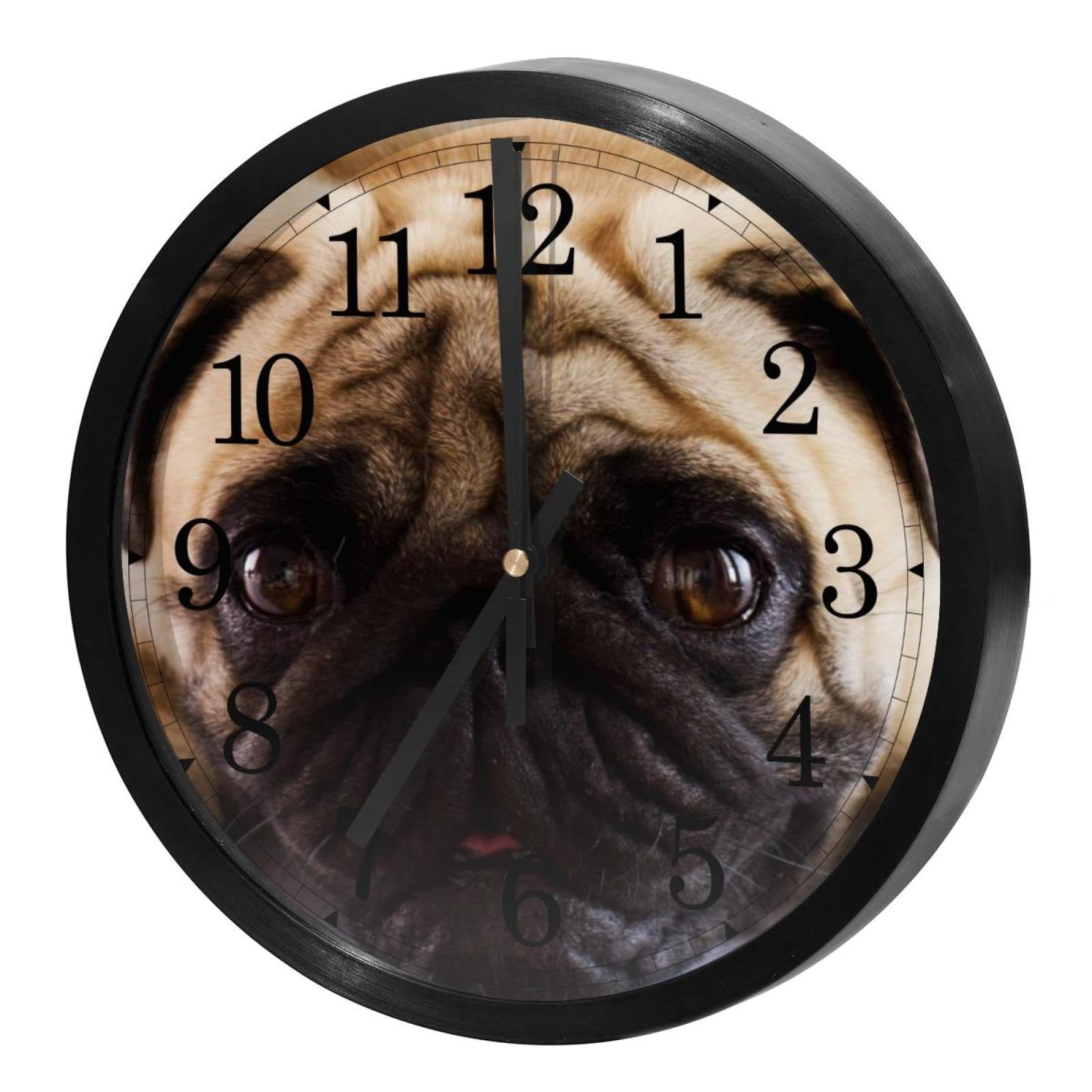 Horloge murale silencieuse déco carlins pour cuisine et bureau