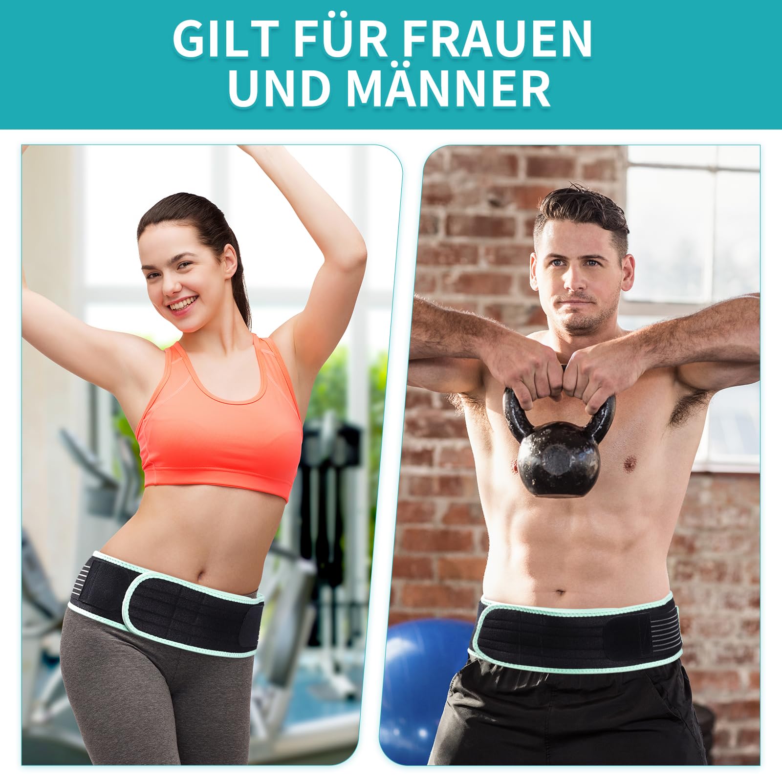 ENLUNTRA Iliosakralgürtel zur Linderung von Schmerzen im Iliosakralgelenk, Ischias-, Becken-, Bein-, Hüft- und Kreuzschmerz; Ischias-Schmerzlinderungsbandage mit rutschfesten Streifen;