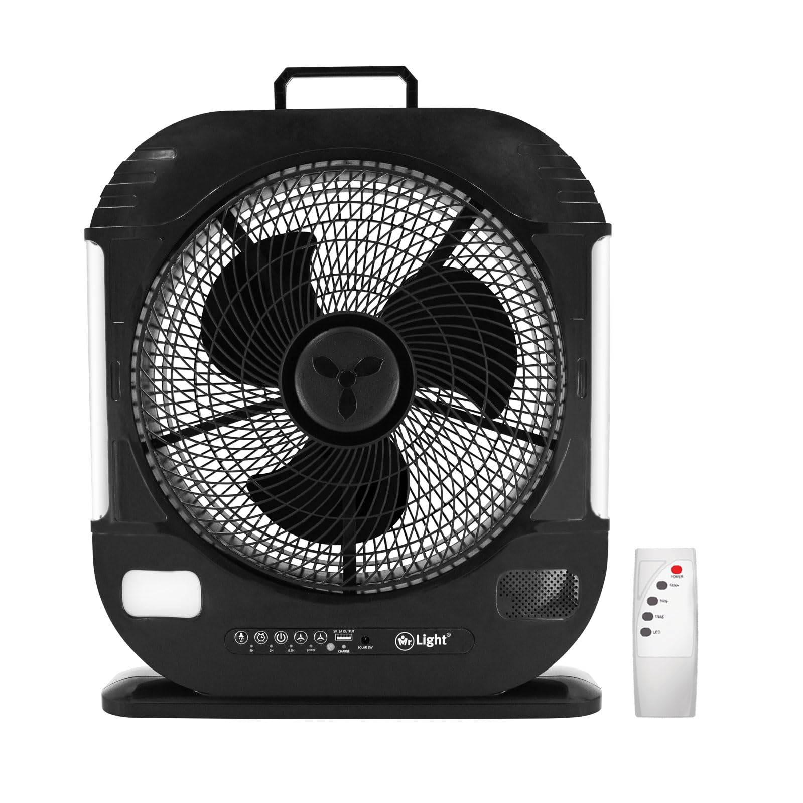 Mr. Light F600 Rechargeable Floor Fan, Bright LED Light & USB Port For Recharging, Strong Wind, Ultra Quiet Ideal, Personal Desk Fan For Office, Home, Camping