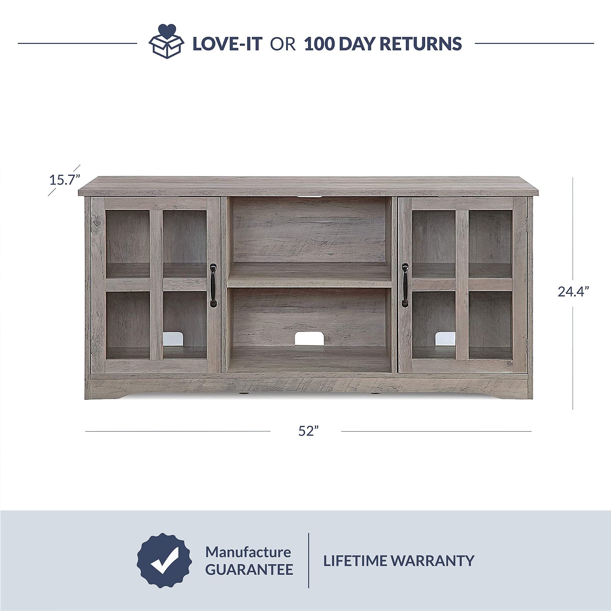 BELLEZE Modern 52 Inch Traditional TV Stand & Media Entertainment