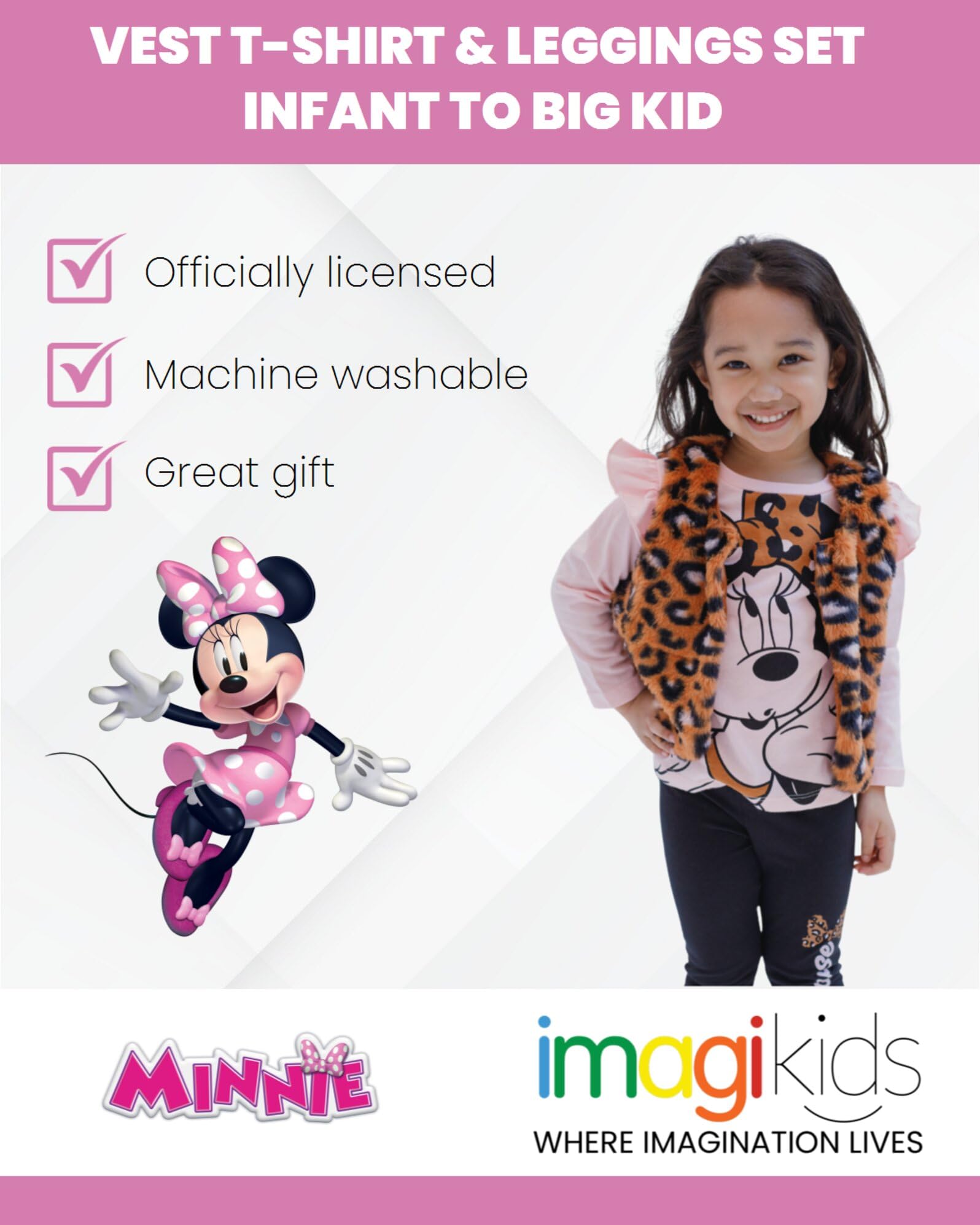 Disney Minnie Mouse 3-częściowy zestaw strojów dla małych dzieci i dużych dzieci