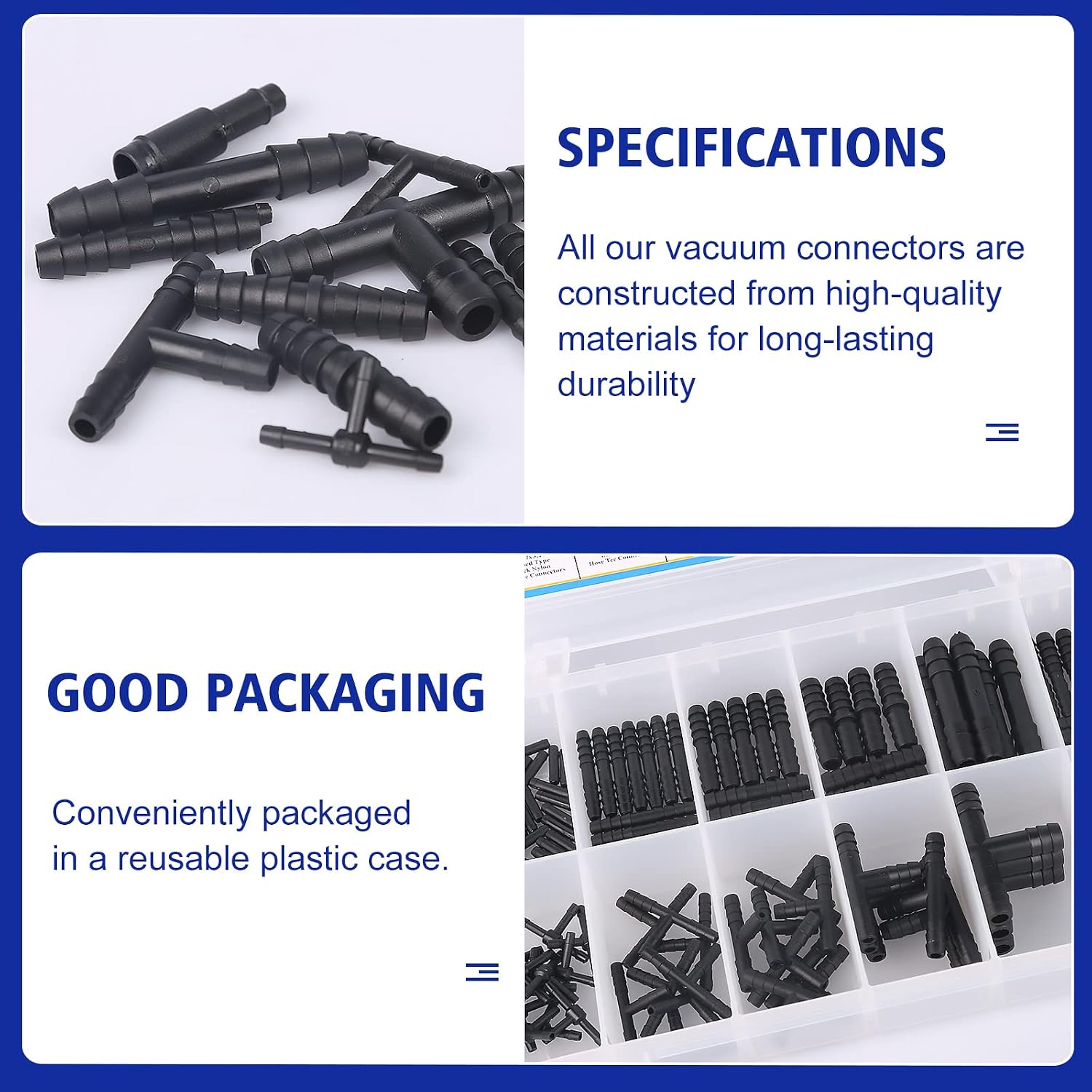 Vacuum Connector Assortment Heat Resistance 240℃（460℉）Automotive Vacuum Tubing Connector Vacuum Tee Connector Assortment Kit Nylon 113 Pieces BUSY-CORNER