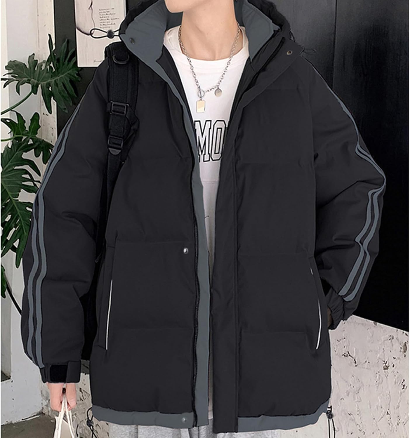 Donahutt03] メンズ ダウンジャケット 中綿入れ フード付き 厚手 防寒