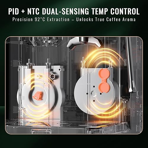 Miniatura 6 de TENKER Máquina de café expreso con molinillo, cafetera de 20 barras con espumador de leche para el hogar, cafetera de acero inoxidable todo en uno