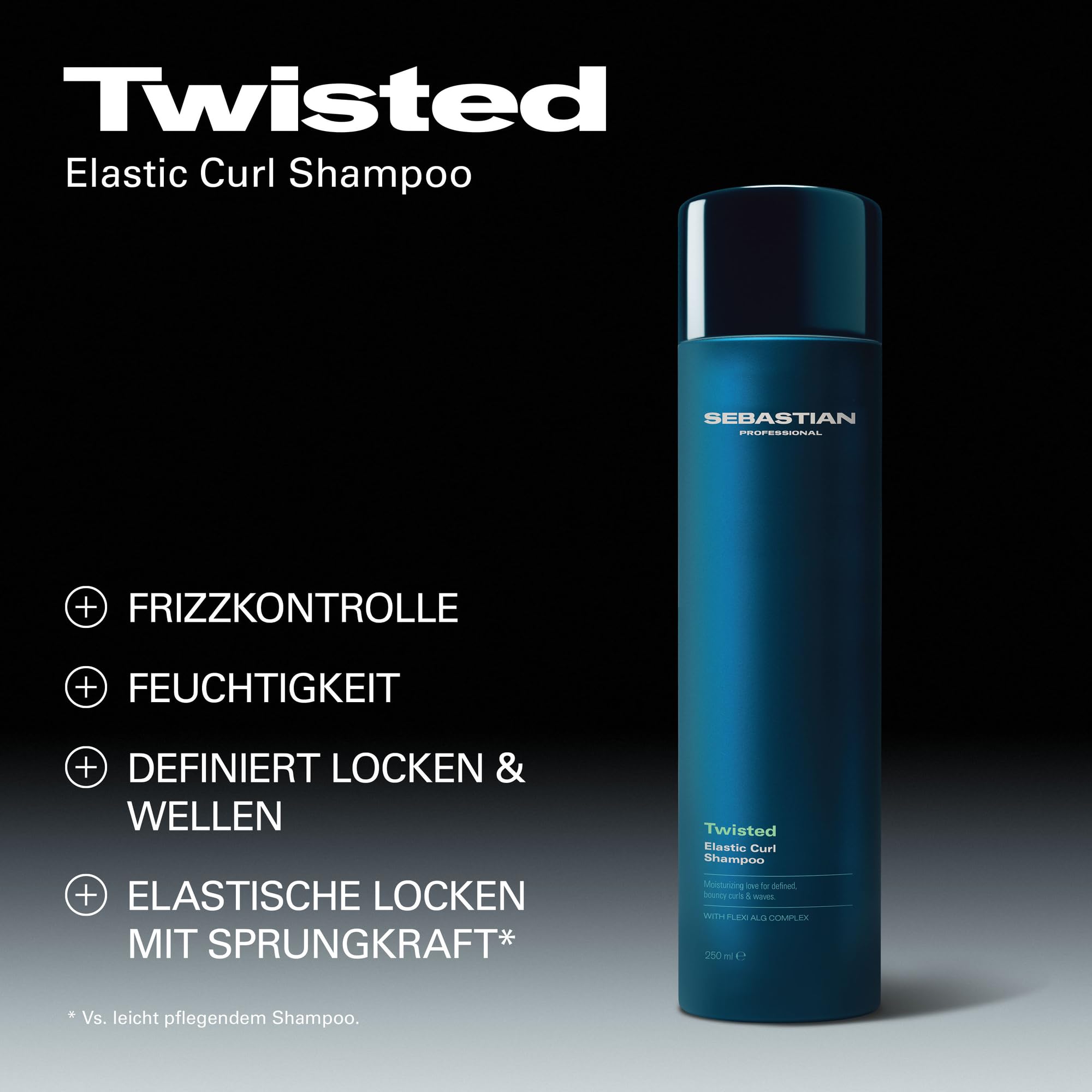 Sebastian Professional TWISTED Elastic Curls Shampoo - reduziert Frizz (1l) | Feuchtigkeitsspendendes Shampoo, stärkt die Elastizität für geschmeidige, definierte Locken - Für lockiges & welliges Haar