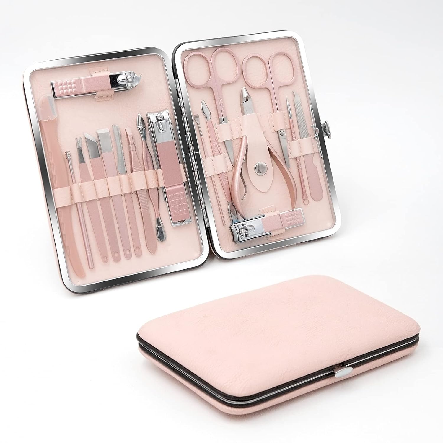 VKK Manicure and Pedicure Set, Nail Care Case, Kit of 18 Personal Care Tools (Pink) : Beauty & Personal Care