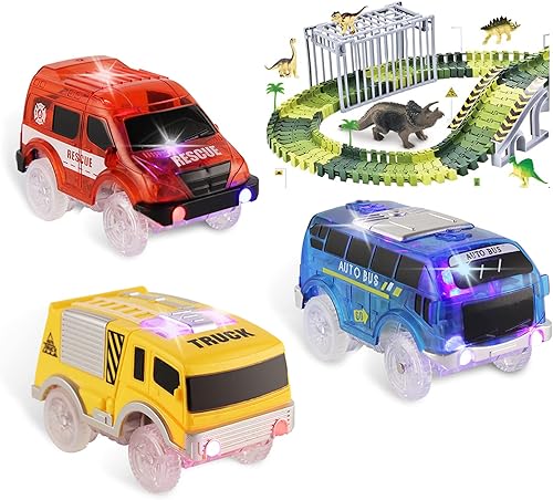 Miniatura 6 de Reemplazo de autos de pista, autos de juguete para la mayoría de pistas que brillan en la oscuridad, accesorios de pista de automóvil con 5 luces