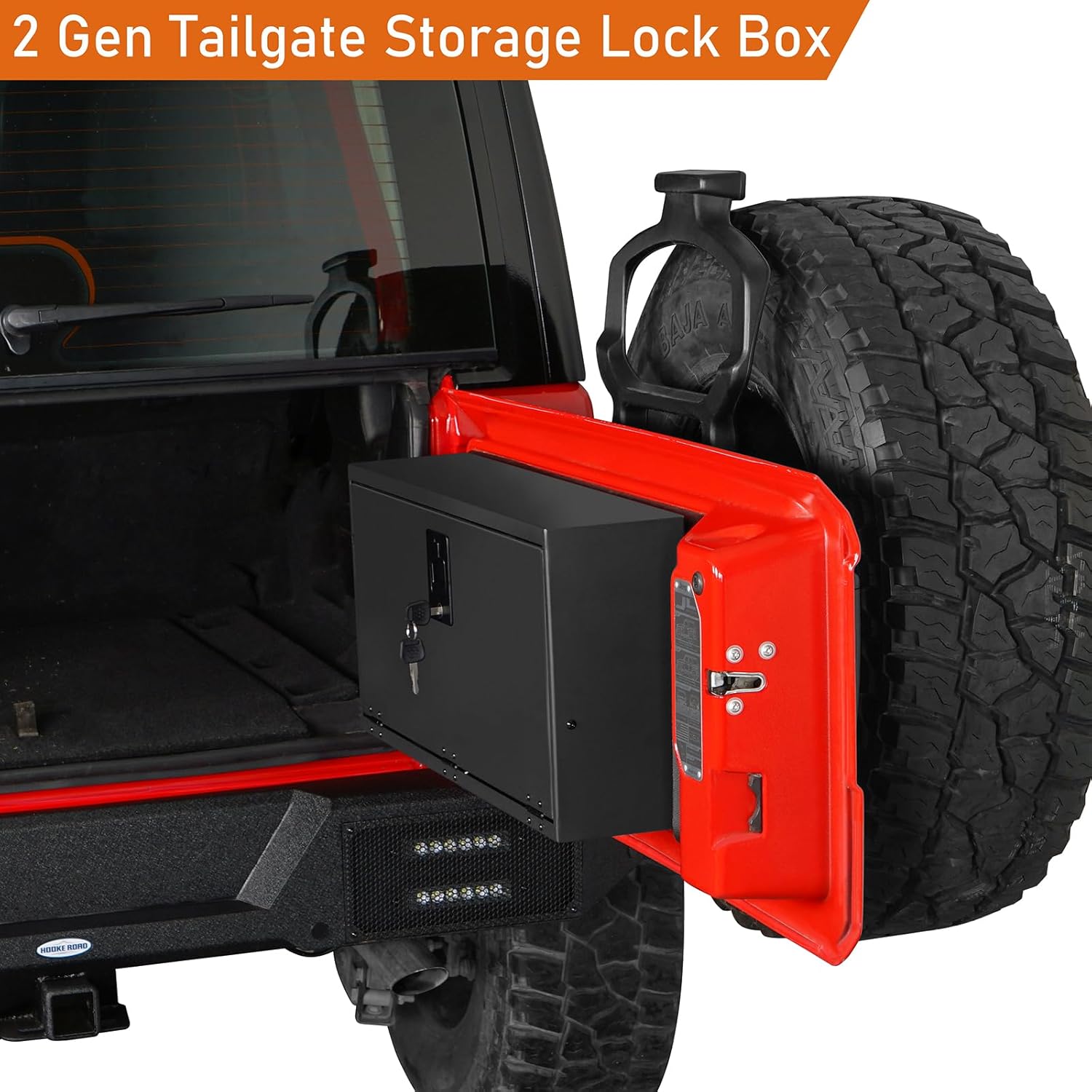 Hooke Road JL Tailgate Storage Lock Box Organizer w/Keys for 2018-2026 Jeep Wrangler JL & Unlimited 2/4 Doors