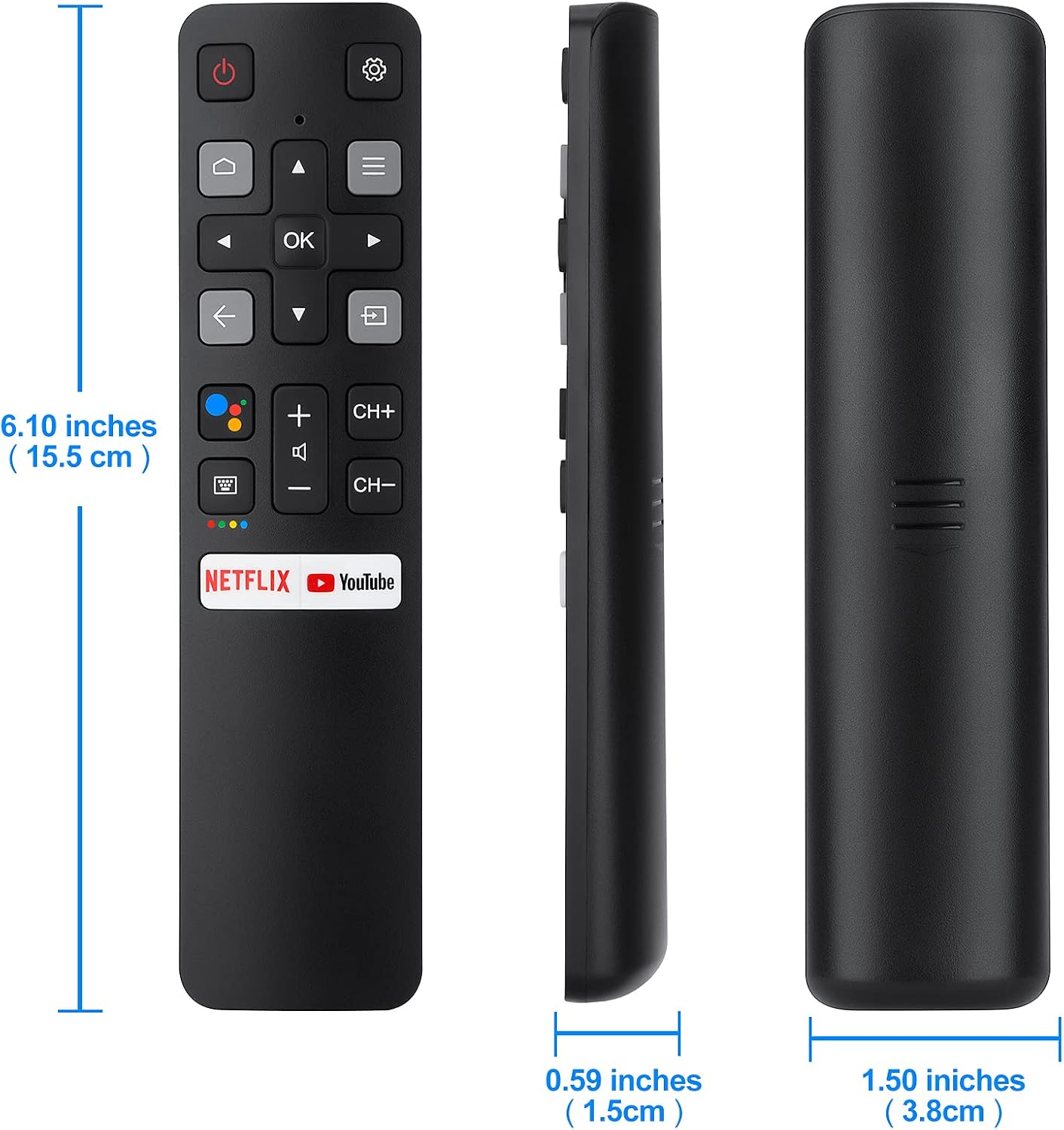 Replacement for TCL-Android-TV-Remote, RC802V for TCL Smart TVs with Voice Function