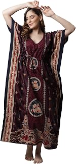 Secret Wish Maroon Printed Cotton Kaftan Nighty Price In India