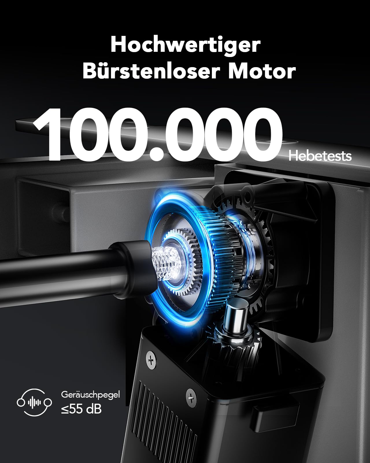 HUANUO Höhenverstellbarer Schreibtisch Gestell mit Bürstenlosem Motor,100 kg Tragfähigkeit Tischbeine Schreibtischgestell Höhenverstellbar für Tischplatten von 110x200cm,Nur Rahmen