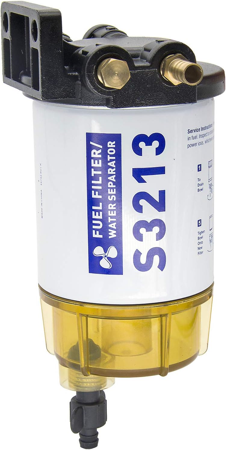 S3213 Fuel Filter, 3/8" Marine Boat Fuel Water Separating Filter 10 Micron Fuel Water Separator for Mercury Yamaha Outboard Motor Replaces