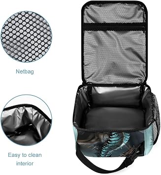 Cool Dragon Backpack Set 3 Piece, Durable Backpack Insulated Lunch Bag Portable Pencil Case for Men Women