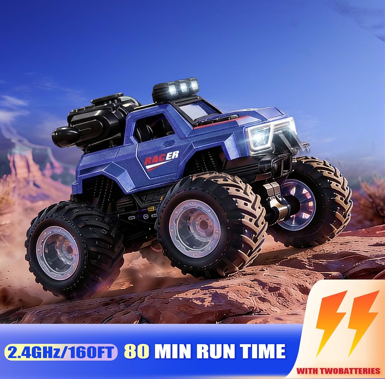 BEZGAR Remote Control Monster Truck with 2.4GHz remote and 80 minute run time