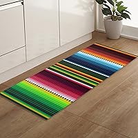 Vista 5 de Kitchen Rug Mats Set of 1 Piece Mexican Serape Colorful Stripes Non Slip Cushioned Rug Salsa Stripes Vertical Lines Anti-Fatigue Washable Comfort