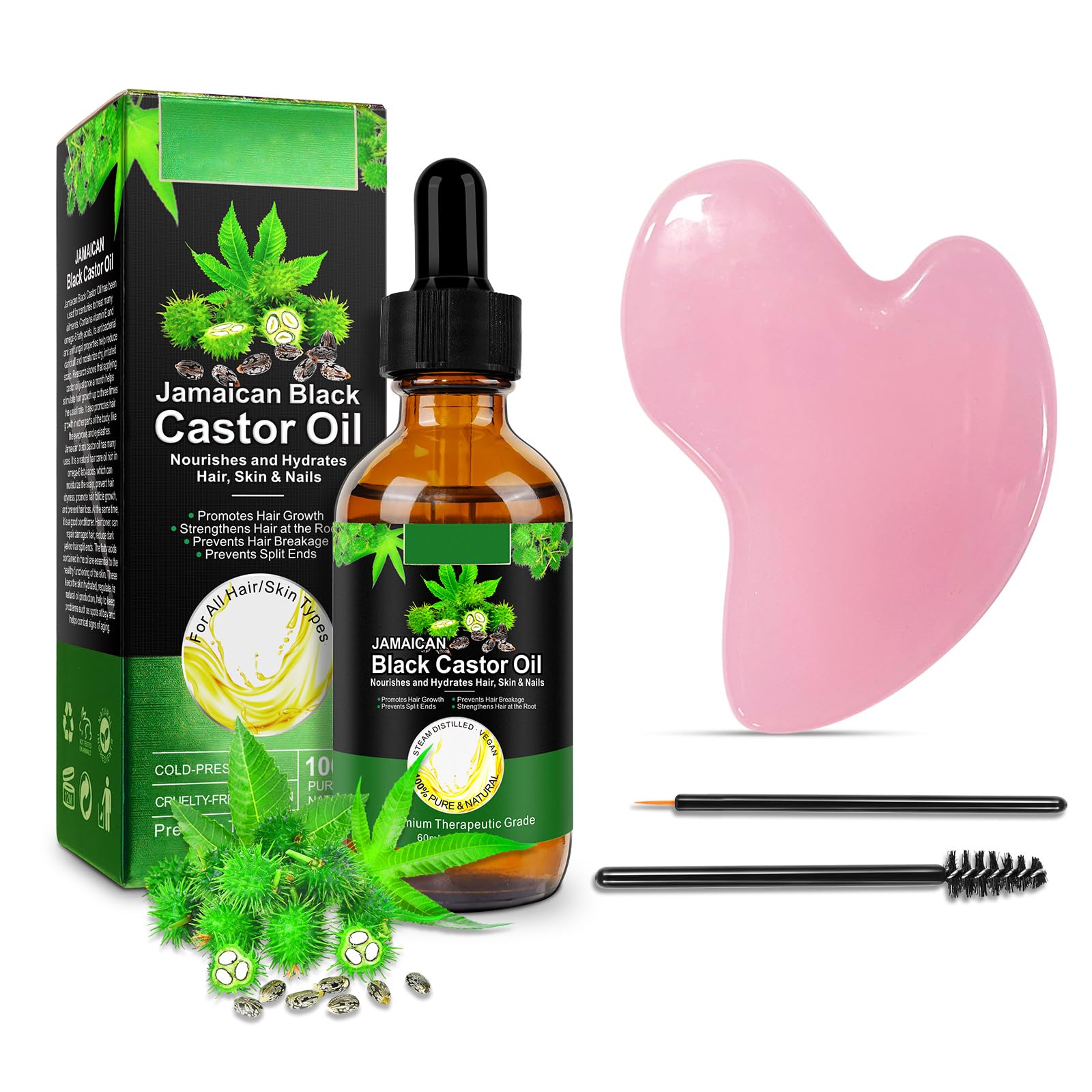Jamaican Black Castor Oil Gua Sha Facial Tool 100 Pure & Cold Pressed for Stimulating Hair