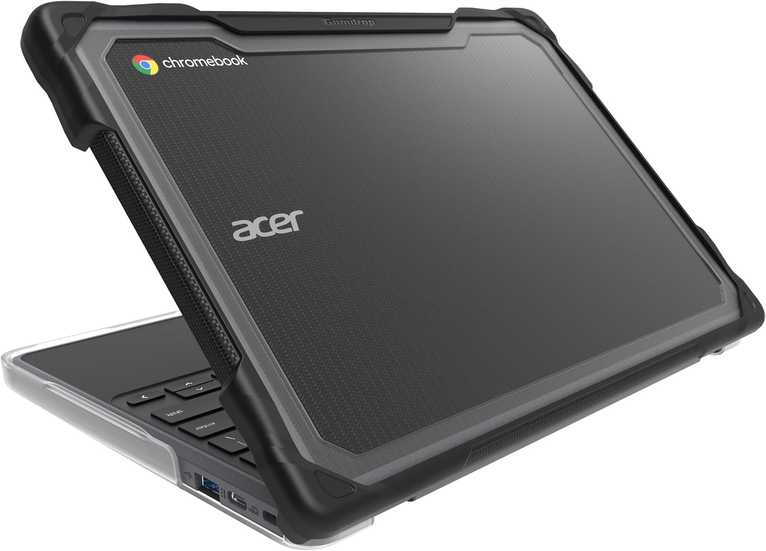 Gumdrop SlimTech Case Fits Acer Chromebook 511 (C736) Clamshell - Durable, Lightweight, Shockproof, Drop Tested and Reliable Device Protection for Kids, K-12 Students, Classroom and School Use - Black
