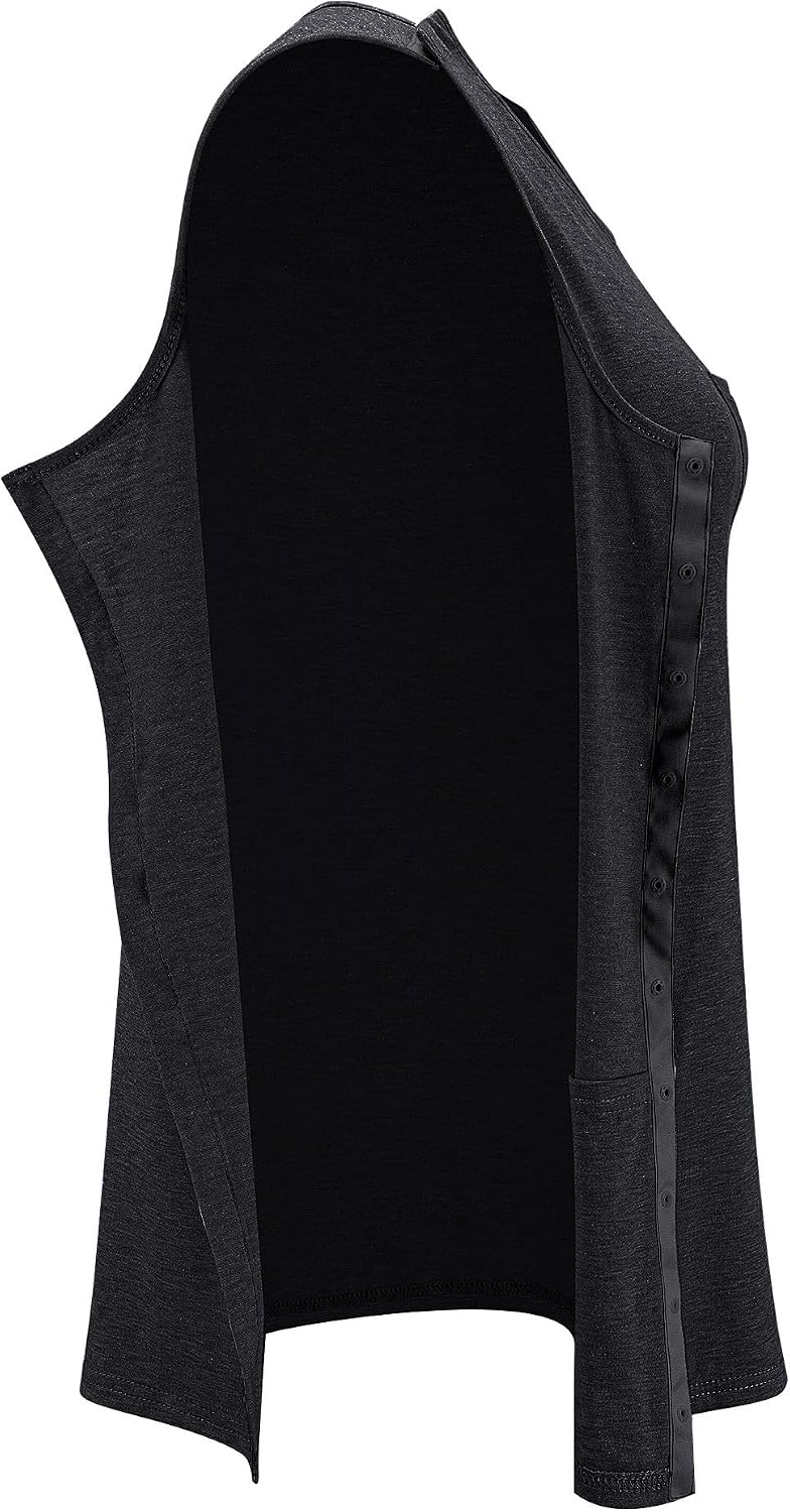 iWoo Post Surgery Tank Tops for Women/Men Mastectomy Shoulder Tearaway Snap Shirts Button Up Rotator Cuff Chemo Recovery
