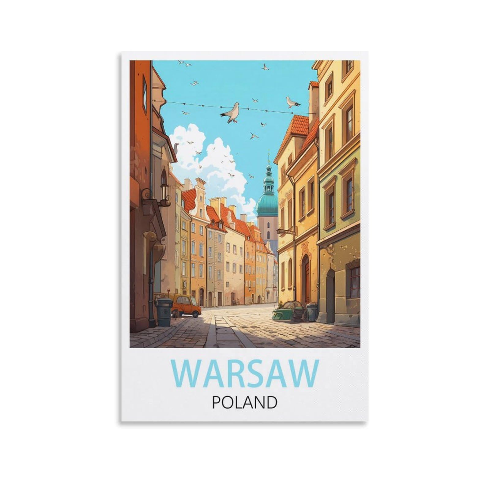 EZMLFA 5D Diamond Art Kits for Beginner,Warsaw Polands,DIY Round Full Drill Crystal Art Craft Painting for Home Wall Decor 40x40cm