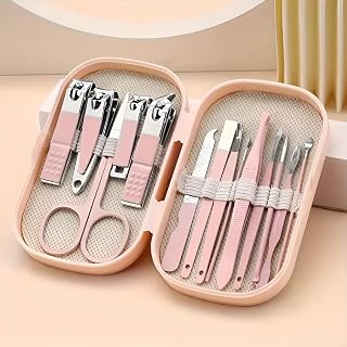 Nail Cutter Kit Set – Stainless Steel Nail Clippers Set for Fingernails & Toenails – Sharp Grooming Tools for Men & Women – Compact Travel-Friendly Manicure Pedicure Set (Multicolor) (14 in 1 Pink Manicure Set)