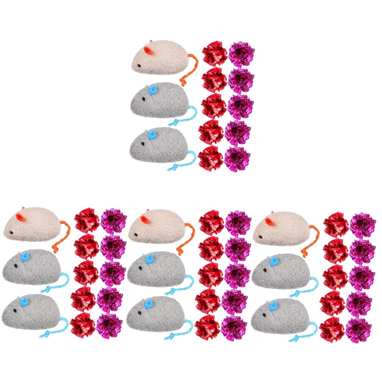 VANZACK 52piezas Juguetes Interactivos para Gatos Ratones De Peluche y Bolas Crinkle para Entretenimiento Interiores