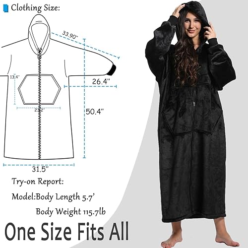 Miniatura 2 de FUSSEDA - Sudadera con manta portátil de gran tamaño, forro polar cálido y grueso con capucha sherpa acogedora con bolsillos y mangas. Regalo para