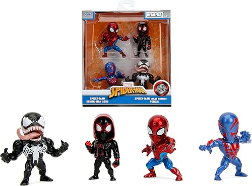 Marvel Spider-Man - Figura fundida a presión de 2.5 pulgadas, paquete de 4