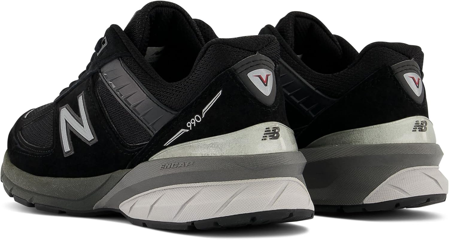 New Balance Women's Made in US 990 V5 Sneaker 6.5 Black/Silver