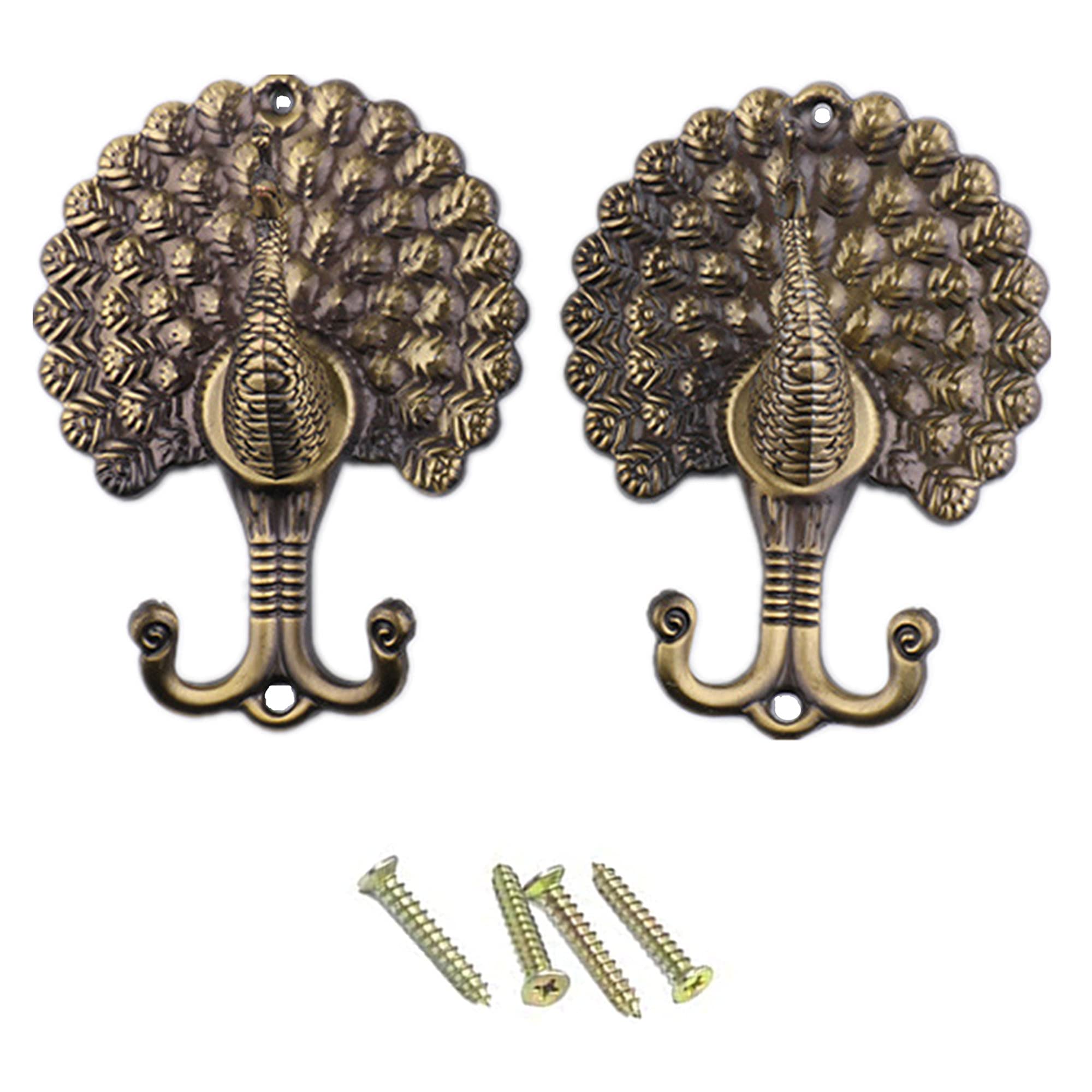 feixi 1 Pair Peacock Curtain Holdbacks, European Retro Style Tassel Curtain Tieback, Wall Hook Hanging Ball Straps Wall Mounted Curtain Door Wall Hat Coat Cloth Holder