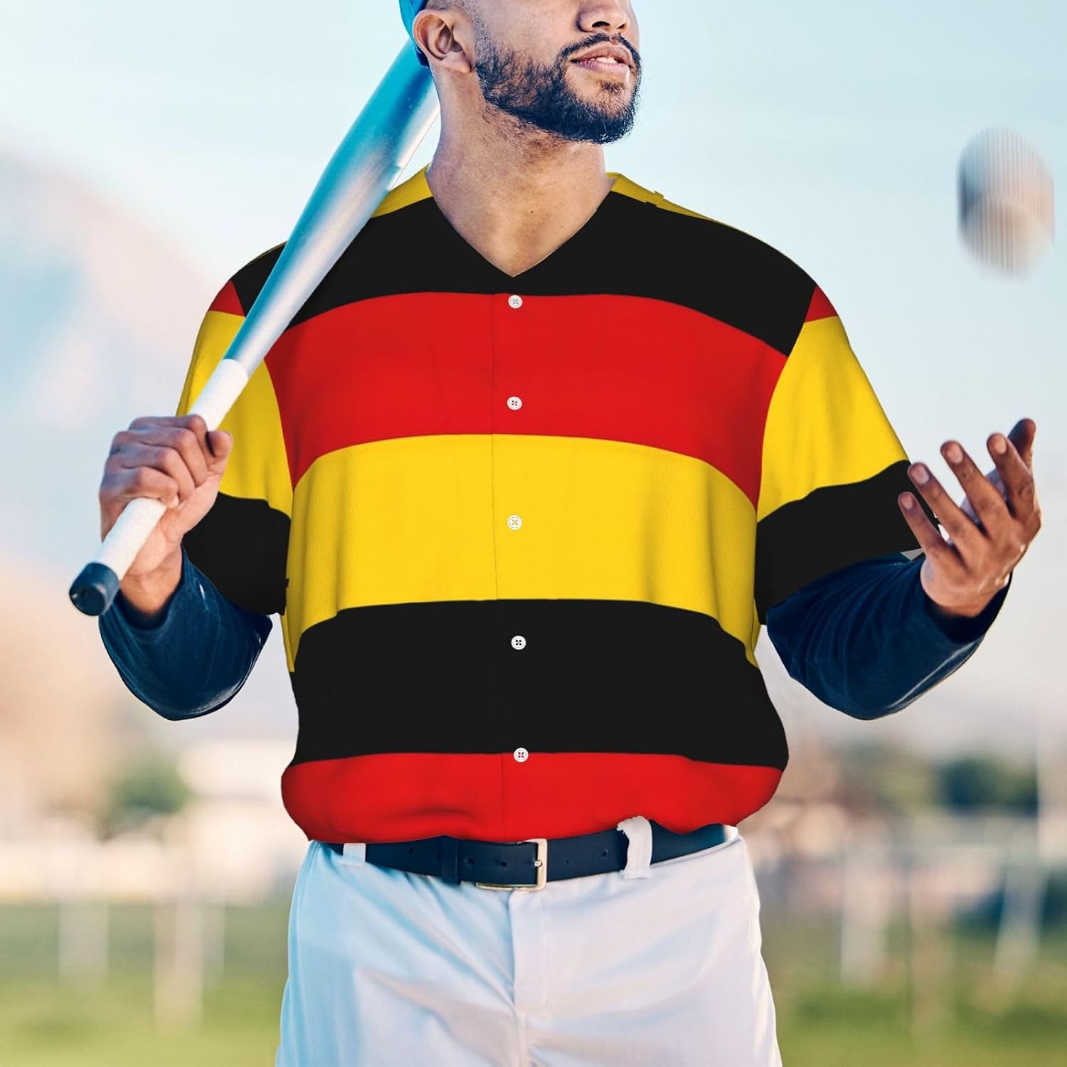 Germany Flag Stylish Softball Jersey,Personalized and Breathable Baseball Button Down for Men for All Seasons and Occasions
