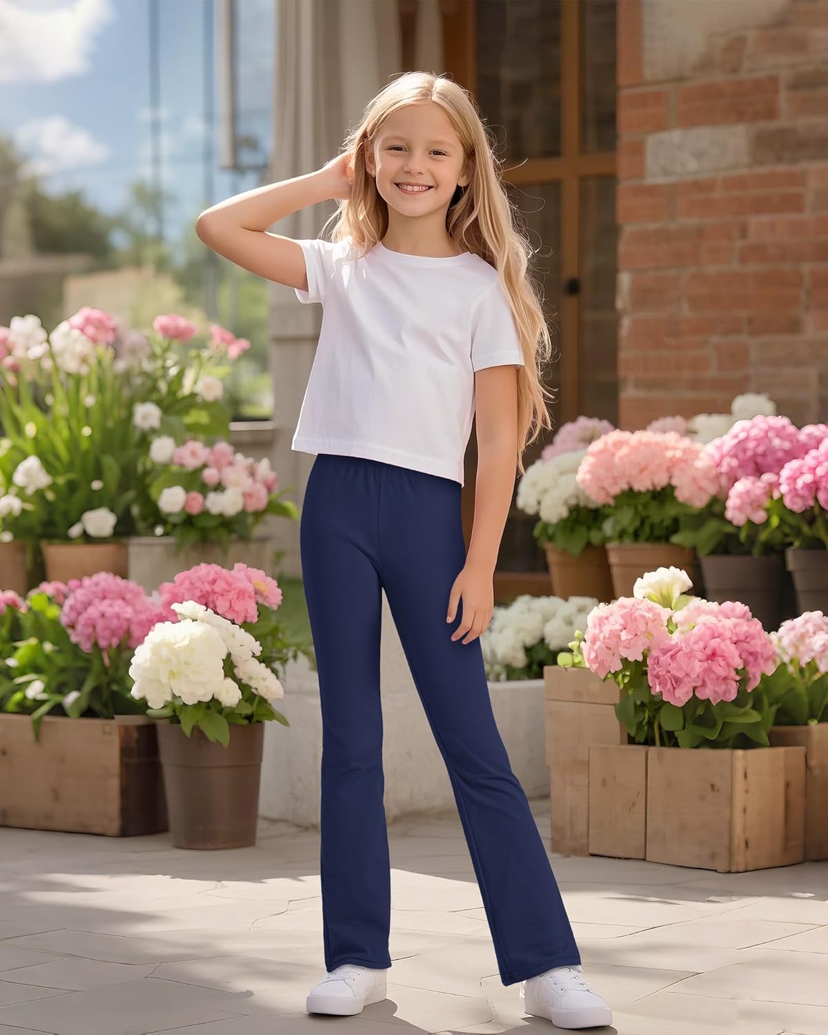 BOOPH Girls Flare Leggings Kids High Waist Bell Bottom Pants Casual Cotton Leggings for Teen Girls - Image 3