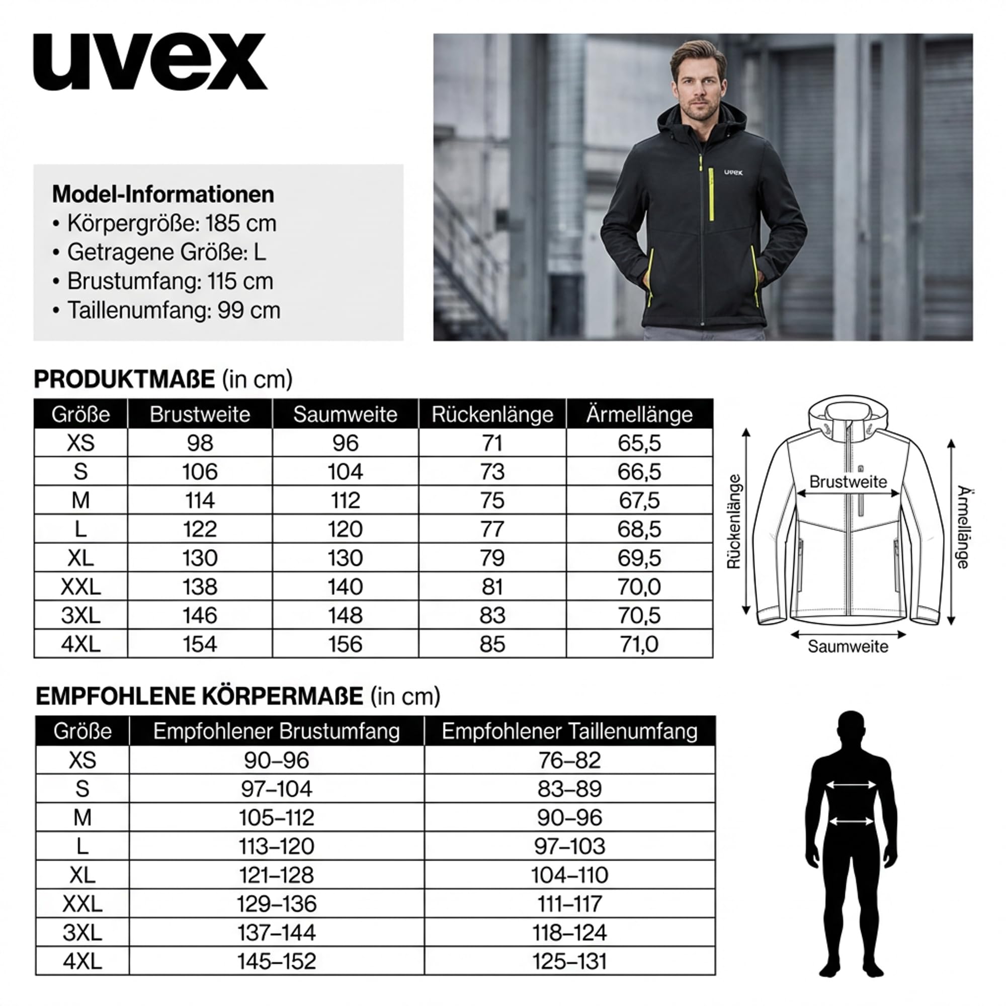 Uvex Tune-up - Chaqueta softshell para hombre, impermeable y cortavientos, chaqueta de entretiempo al aire libre para ocio y trabajo