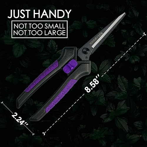 Miniatura 4 de Tijeras de jardín con hoja de resina antiadherente, tijeras de podar de precisión de 8.58 pulgadas, tijeras de podar de agarre más grande, tijeras