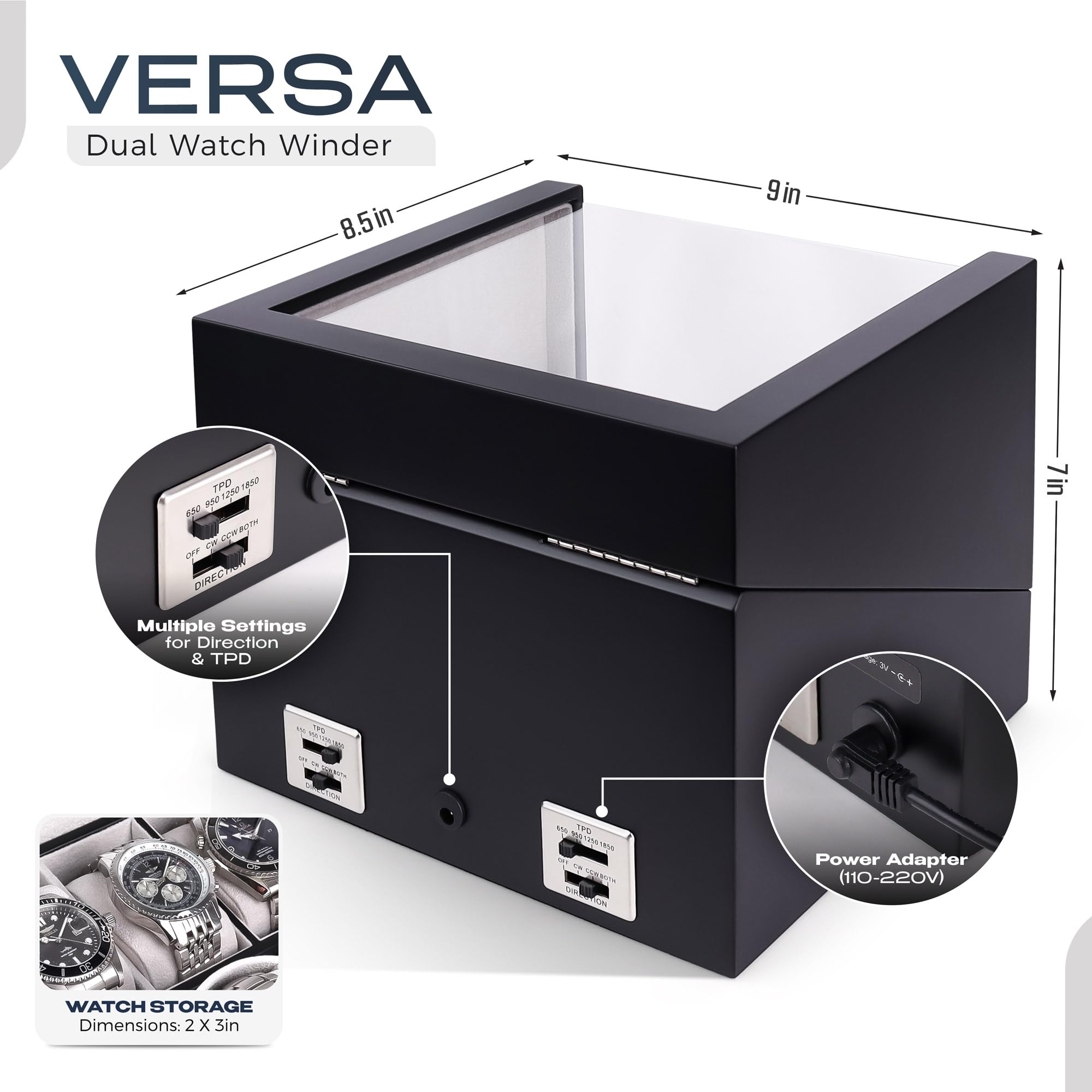 Versa Remontoir de Montre Automatique Double avec Rangement Compatible Rolex
